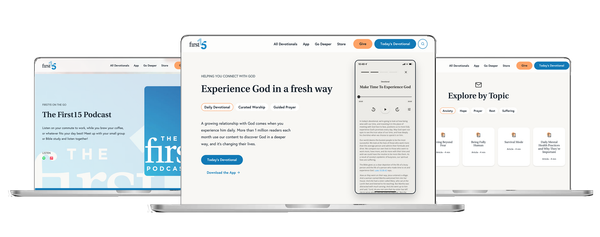 First15 website shown in 3 laptops