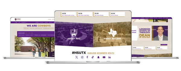 HSU website shown in 3 laptops